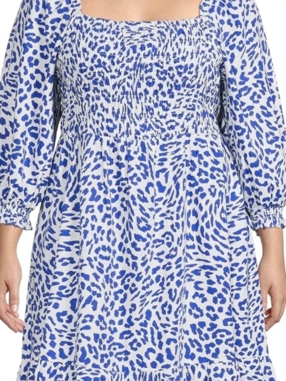 New Women's Long Sleeve Square Neck Mini Dress from The Get animal print 3X